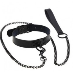 Matte black collar with chain